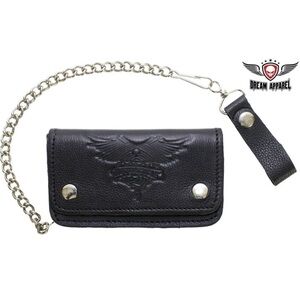 2–Dream Apparel Black Leather Wallet with Chain